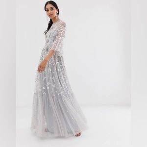 RARE FIND Needle & Thread Dragonfly Maxi Dress in Dusk Blue Size 4